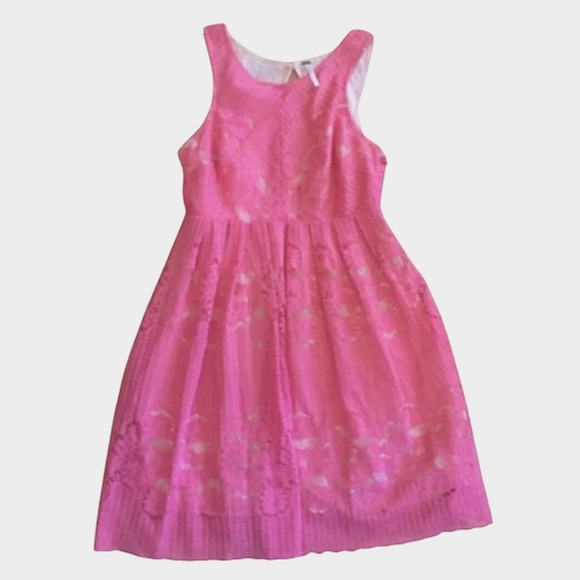 Free People Rocco Coral Lace Fit & Flare Mini Dress Open Back Sleeveless Sz 6 - Picture 3 of 16